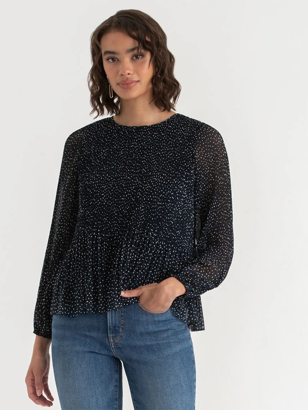 Ricki's Blue Blouse with White Dot Print